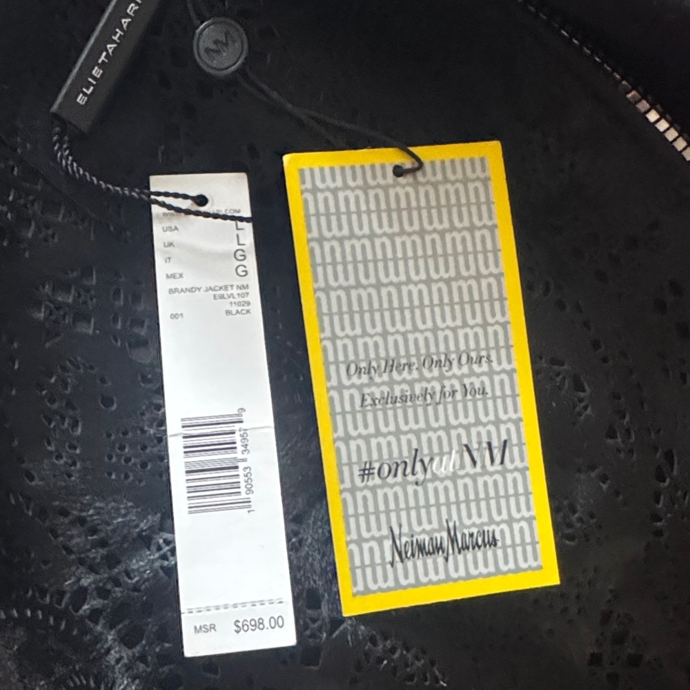 Elie Tahari Black Textured Bomber Jacket - Picture 4 of 6